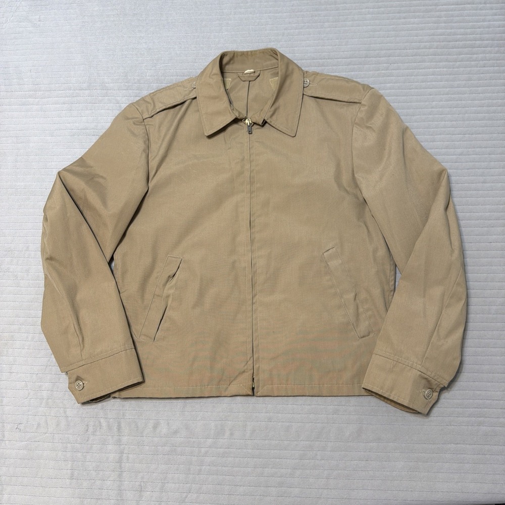 Vintage Neptune Garment Co Mens 34 Short Khaki Bomber Jacket Military navy